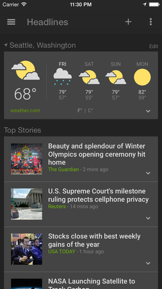 Illustration for article titled Now You Can Use Google's News and Weather App on iOS
